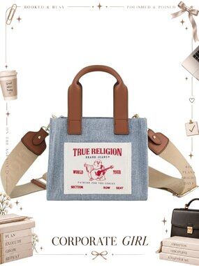 Canvas Mini Tote Bag Crossbody Shoulder Travel Purse Adjustable Strap